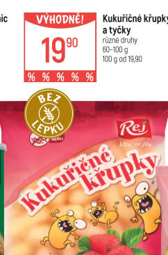 Křupky kukuřičné ochucené bez lepku Rej