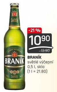 Pivo světlé výčepní 10° Braník