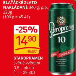 Pivo světlé výčepní 10° Staropramen