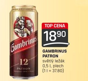 Pivo světlý ležák 12° Patron Gambrinus