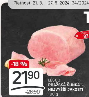 Šunka pražská nejvyšší jakosti LE&amp