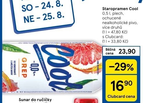 Nealkoholické pivo ochucené Staropramen Cool