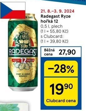 Pivo světlý ležák 12° Ryze hořká Radegast