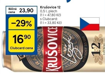 Pivo světlý ležák Královský 12° Krušovice