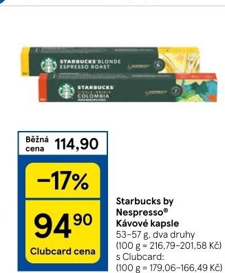 Kapsle Nespresso Starbucks