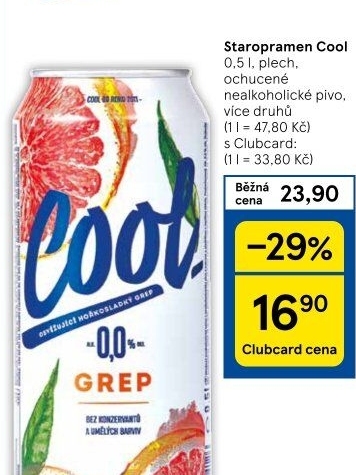 Nealkoholické pivo ochucené Staropramen Cool