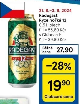 Pivo světlý ležák 12° Ryze hořká Radegast