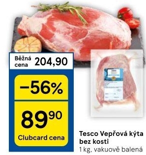 Vepřová kýta bez kosti Tesco