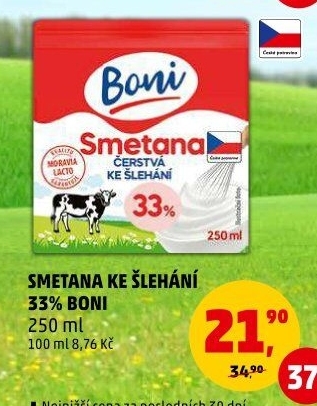 Smetana ke šlehání Boni 33%