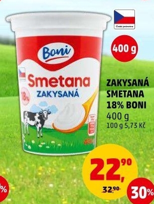 Smetana zakysaná Boni 18%