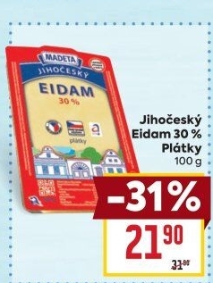Sýr Eidam Jihočeský 30% Madeta