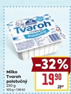 Tvaroh polotučný z Poděbrad Milko