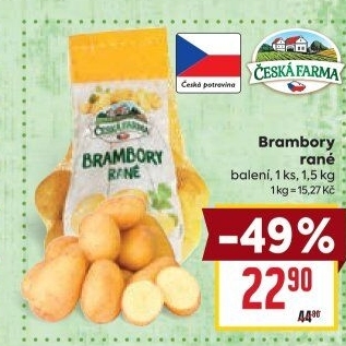 Brambory konzumní rané Česká farma