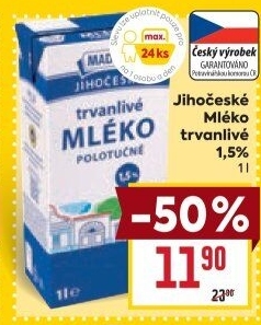 Mléko trvanlivé Jihočeské Madeta - 1,5% polotučné