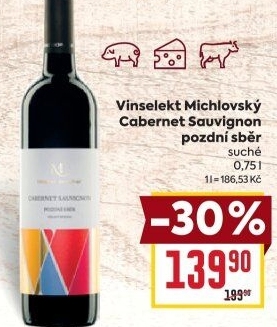 Víno Cabernet Sauvignon Vinselekt Michlovský - pozdní sběr