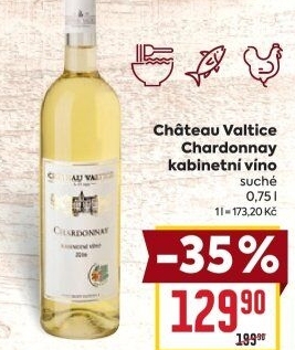 Víno Chardonnay Chateau Valtice - kabinetní