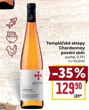 Víno Chardonnay Templářské sklepy Čejkovice - pozdní sběr