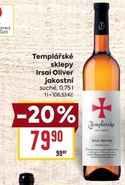 Víno Irsai Oliver Templářské sklepy Čejkovice