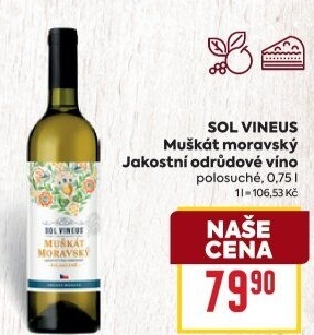 Víno Muškát moravský Sol Vineus