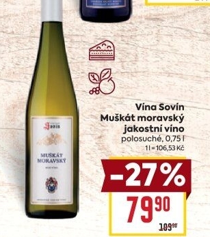 Víno Muškát moravský Vinný sklep Sovín