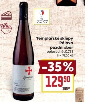 Víno Pálava Templářské sklepy Čejkovice - pozdní sběr