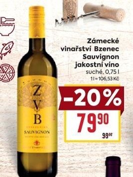 Víno Sauvignon Zámecké vinařství Bzenec