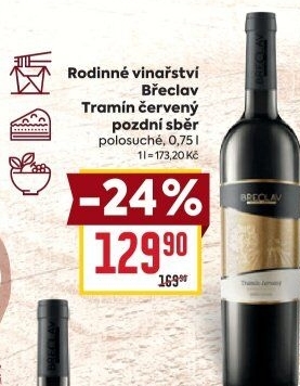 Víno Tramín červený Vinařství Břeclav - pozdní sběr