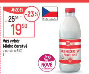 Mléko čerstvé Váš Výběr - 3,5% plnotučné