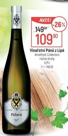 Víno Pálava Amethyst Collection Vinařství Pánů z Lipé
