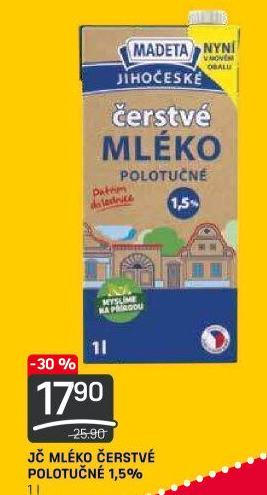 Mléko trvanlivé Jihočeské Madeta - 1,5% polotučné