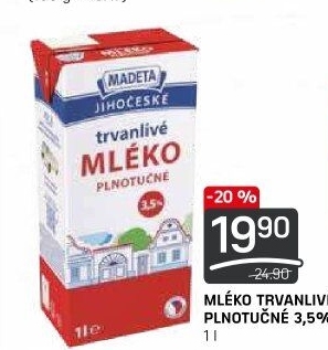 Mléko trvanlivé Jihočeské Madeta - 3,5% plnotučné