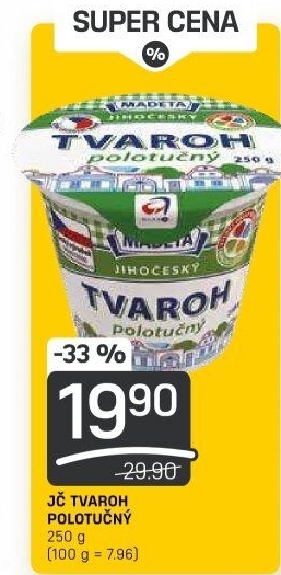 Tvaroh polotučný Jihočeský Madeta