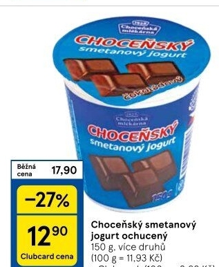 Jogurt smetanový ochucený Choceňský