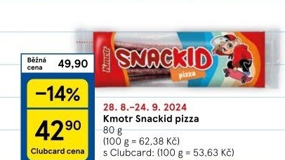 Klobásky pro děti Snackid pizza Kmotr