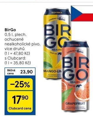 Nealkoholické pivo ochucené Birgo