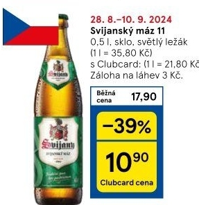 Pivo světlý ležák 11° Svijanský Máz Svijany