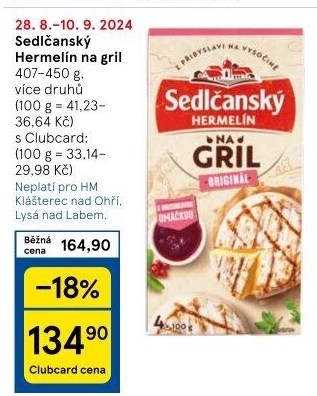 Sýr Hermelín na gril Sedlčanský
