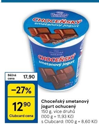 Jogurt smetanový ochucený Choceňský
