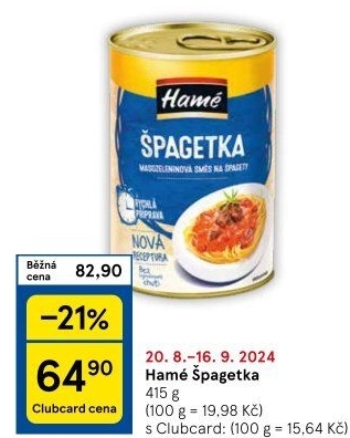 Špagetka Hamé - konzerva