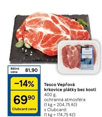 Vepřová krkovice bez kosti Tesco