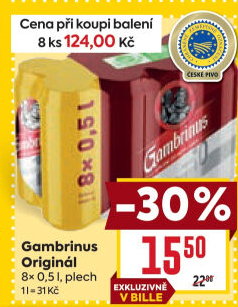Pivo světlé výčepní Originál 10° Gambrinus