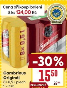 Pivo světlé výčepní Originál 10° Gambrinus