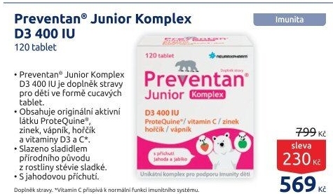 Doplněk stravy Junior Komplex D3 400 IU Preventan