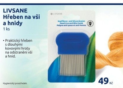 Hřeben na vši a hnidy Livsane
