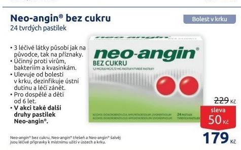 Pastilky proti bolesti v krku Neo Angin