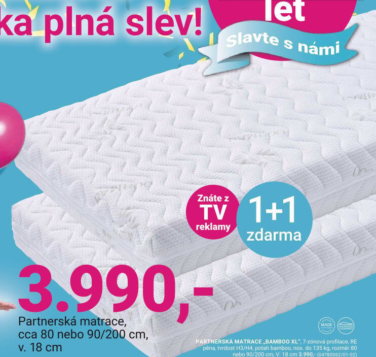 PARTNERSKÁ MATRACE „BAMBOO XL“
