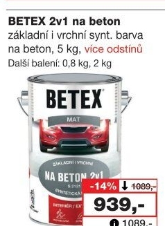 Barva na beton 2v1 Betex Barvy a laky Hostivař