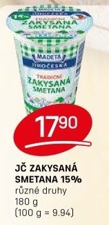 Smetana zakysaná Jihočeská Madeta 15%