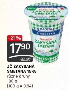 Smetana zakysaná Jihočeská Madeta 15%