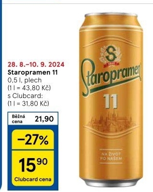 Pivo světlý ležák 11° Staropramen